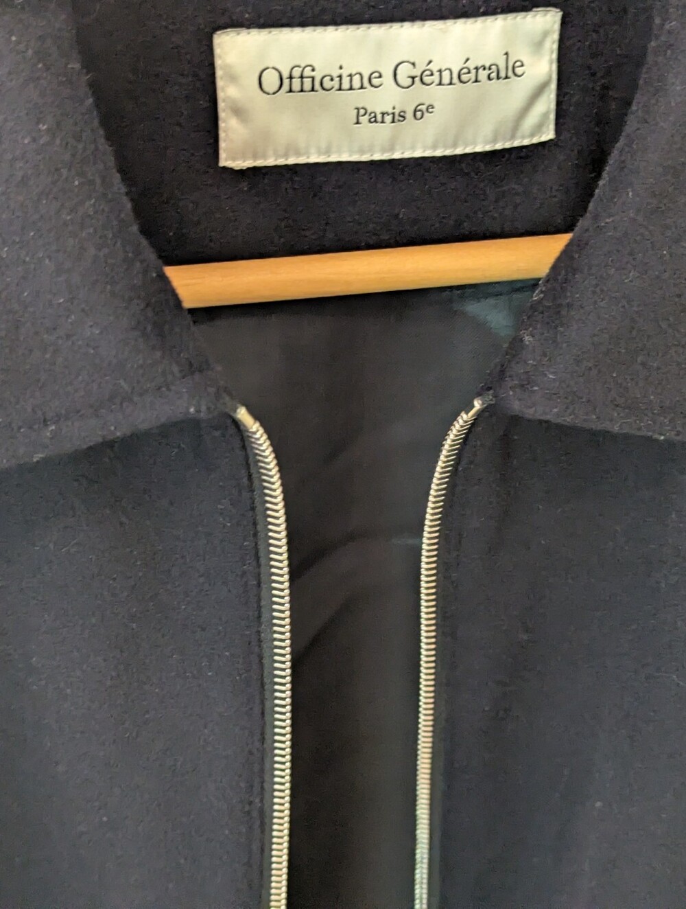 Men's Wool Navy Zip-Front Jacket - Picture 2 of 7